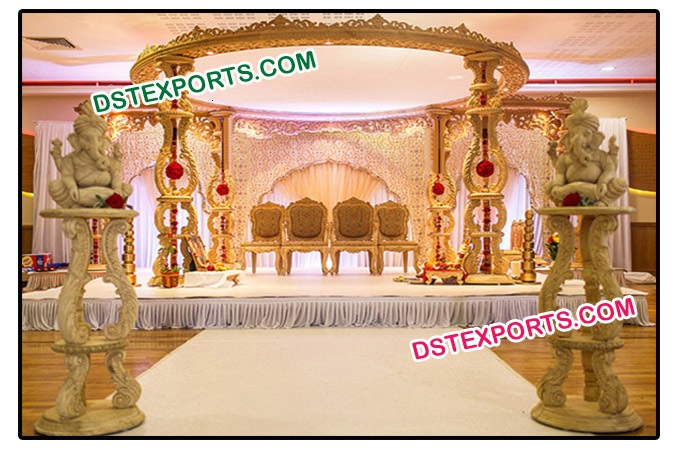 Hand Carved Wood Mandap Set