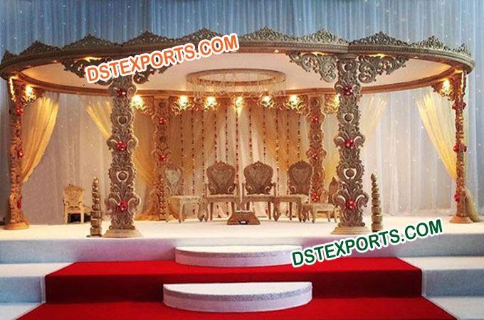 Hand Carved Wooden Wedding Mandap Set