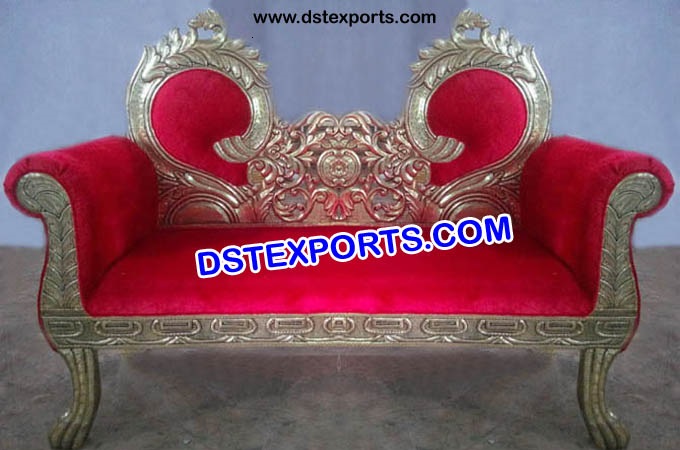 Wedding Double Leaf Brass Metal Sofa