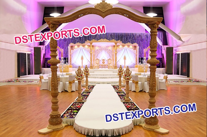 Indian Wedding Designer Wooden Pillars Gate