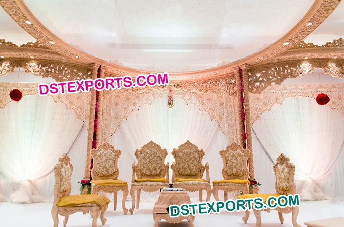 Indian Wedding Hand Craved Mandap Chairs Set