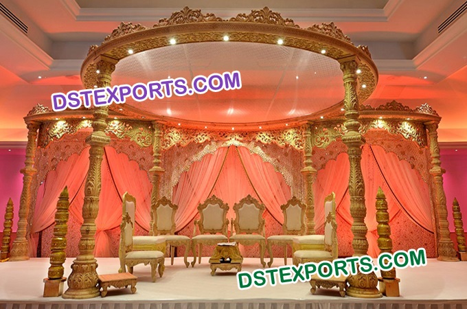 Indian Wedding Round Wooden Mandap