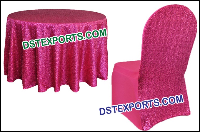 Wedding Glitter Fuchsia Squin Chair Cover