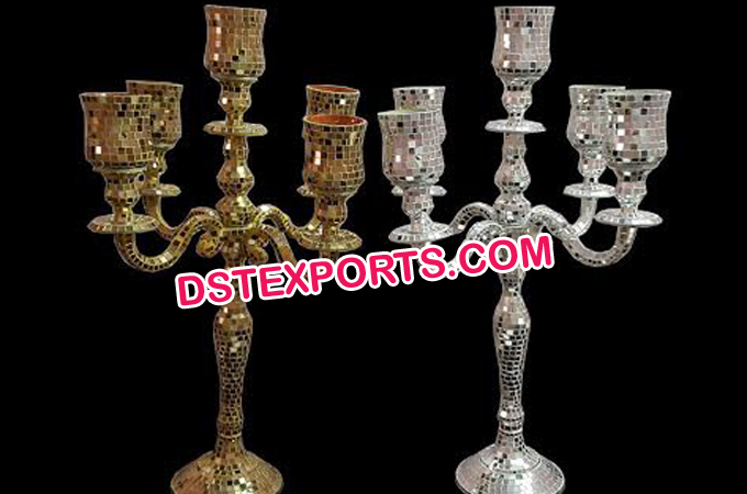 Five arm Wedding Mirror Work candelabra