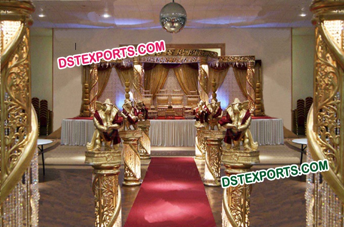 Wedding Golden Glittering Crystal Mandap