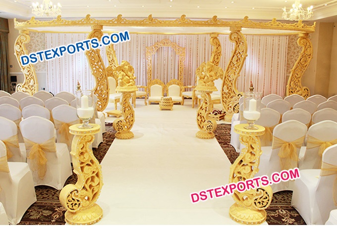 Elegant Wooden Carved Mandap