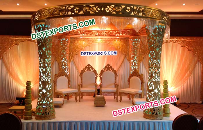 Fiber Designer Carved Pillars Wedding Mandap