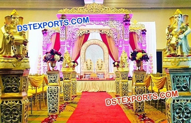 Wedding Ganesha Fiber Carved Mandap