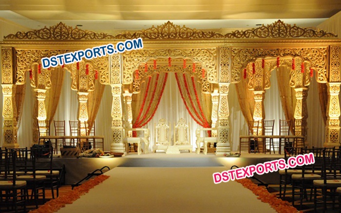 Heavy Carved Bollywood Mandap Set