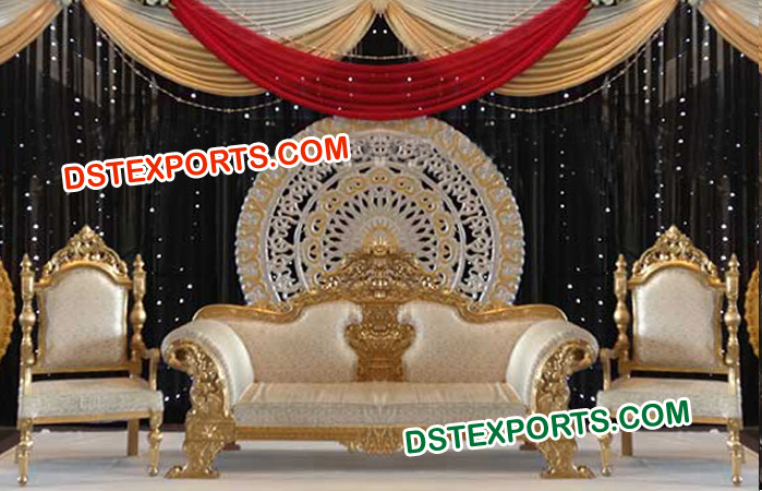 Latest wedding Golden Carved stage Furniture