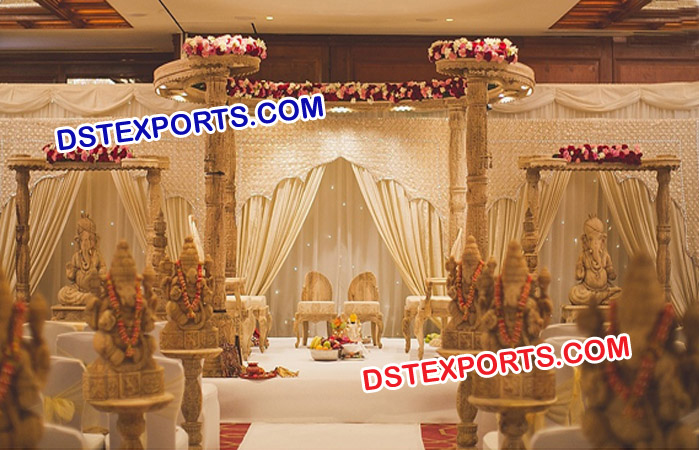 Traditional Wooden Carved Ganesha Mandap