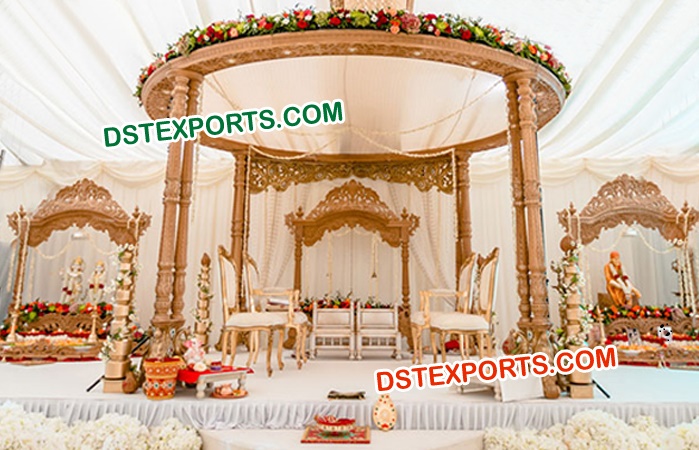 Hindu Wedding Double Pillar Wood Mandap