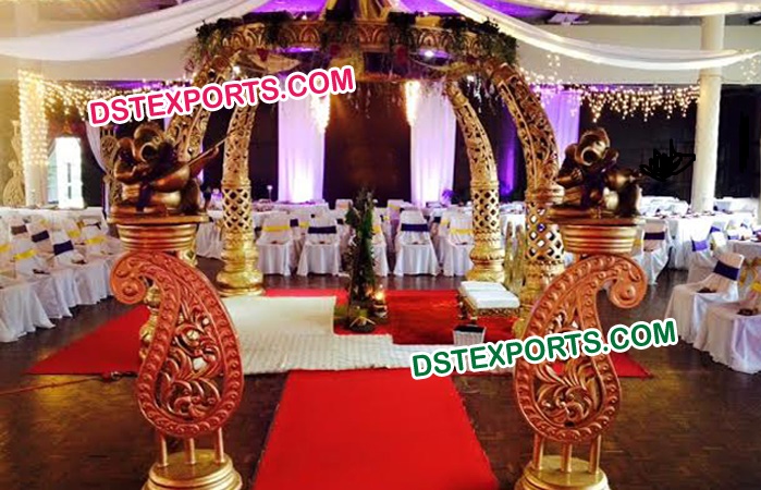 Golden Fiber Carved Mandap