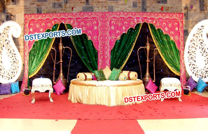 Muslim Nikah Wedding Stage Embrodried Backdrop