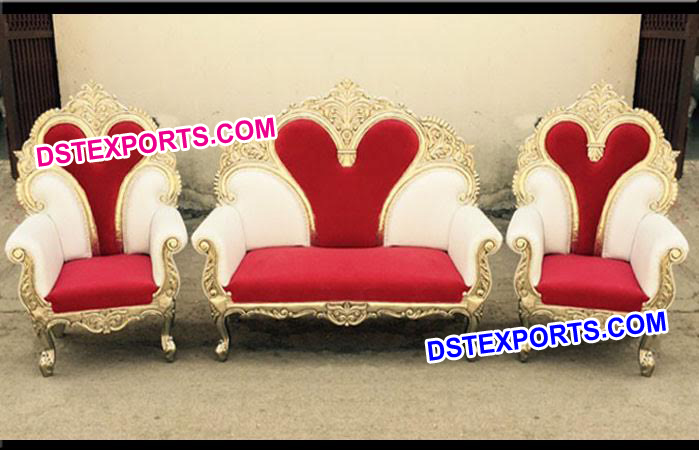 Heart Shape wedding Golden Carved Sofa Set