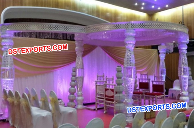 Stylish Six Pillar Bottle Crystal Mandap