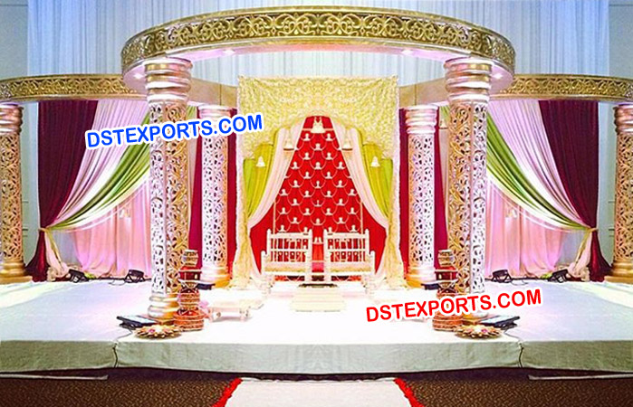 Golden Carved Fiber Dulhan Mandap