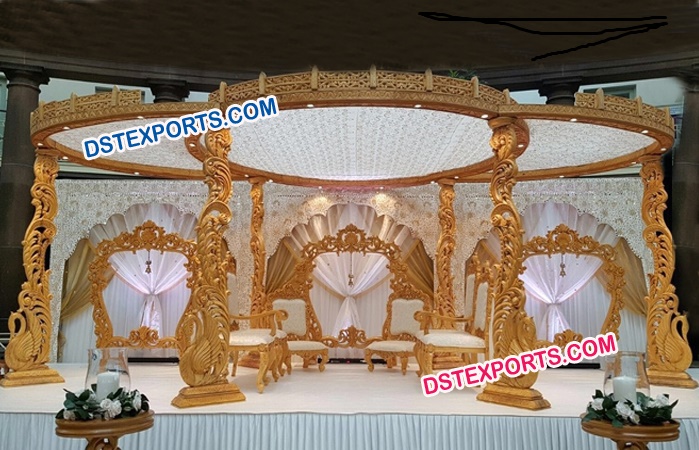 Wooden Carved Swan Mandap