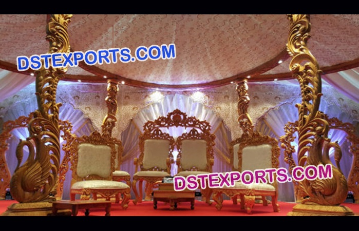 Simple Gold Wedding Mandap Chairs Set