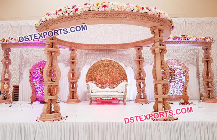 New Elegant Wooden Carved Wedding Mandap