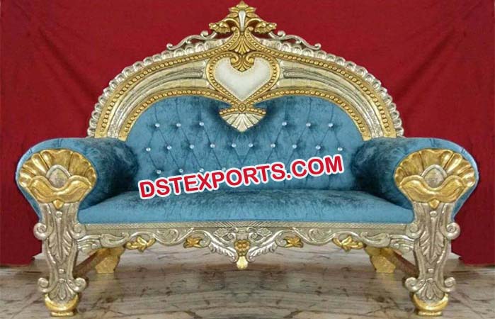 Silver Golden Metal Carved Sofa