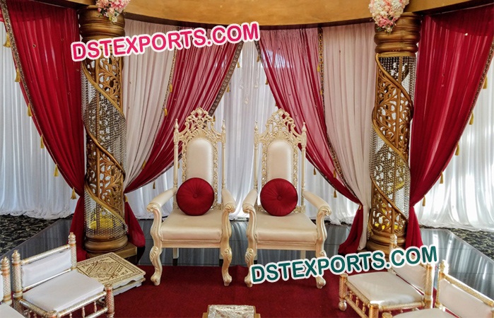 Pearl White Long Back Mandap Chairs