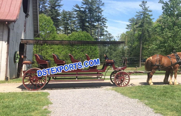 Long Horse Drawn Buggy Carriage For Tourist