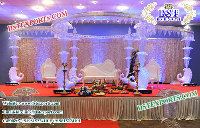 Peacock Theme Crystal Mandap with Ledlights