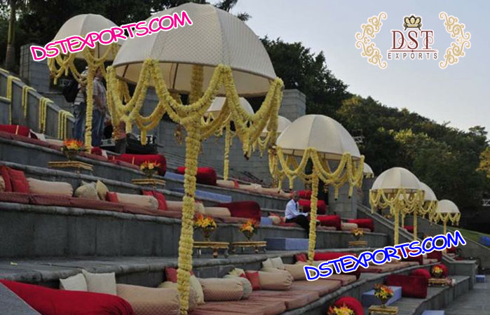 Hindu Wedding White Flower Decorated Umbrellas