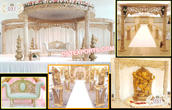 Indian Wedding Wooden Look Fiber Mandap Germany