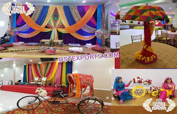 Mehndi Decoration Idea with Phulkari Umbrellas