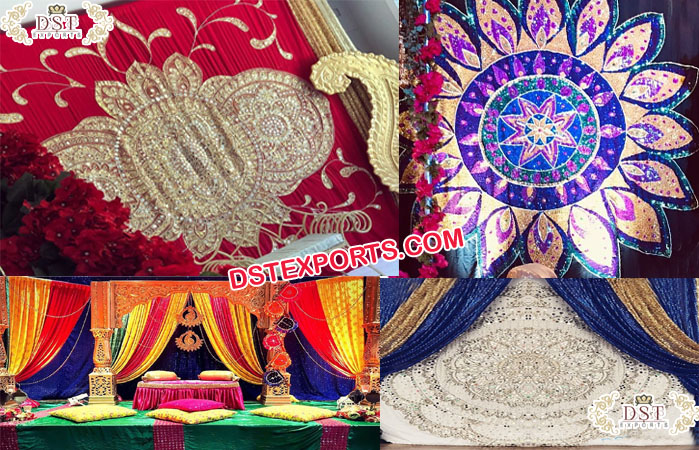 Beautiful Embroidered Backdrops for Mehndi Functio