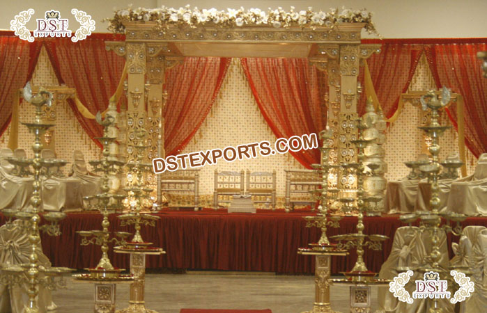 Golden Indian Wedding Diamond Fitted Mandap