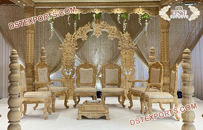 Stylish Teak Wood Wedding Mandap Chairs