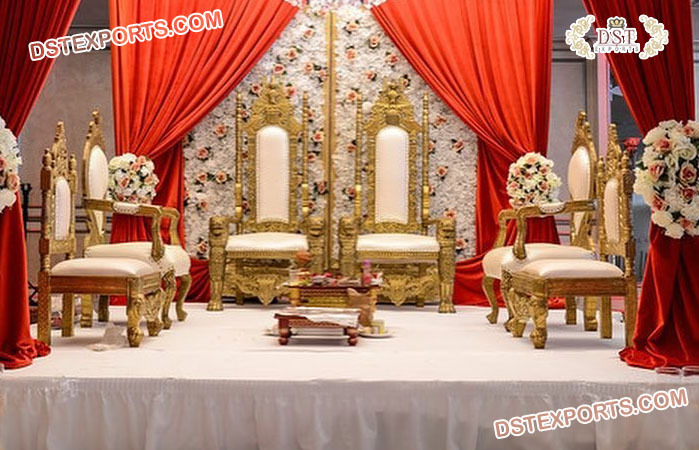 Modern Wooden Wedding Mandap Vidhi Chairs