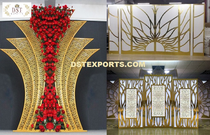 Golden Mirror Metal Wedding Backdrop for Event