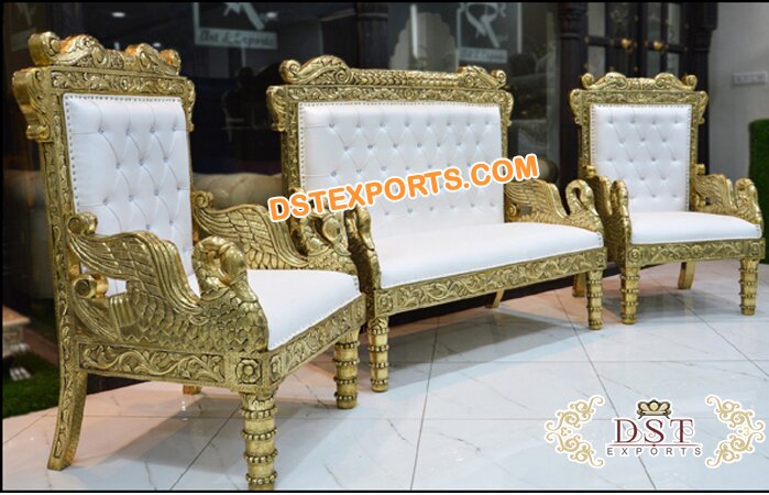 Luxury Wedding White Gold Sofa Set