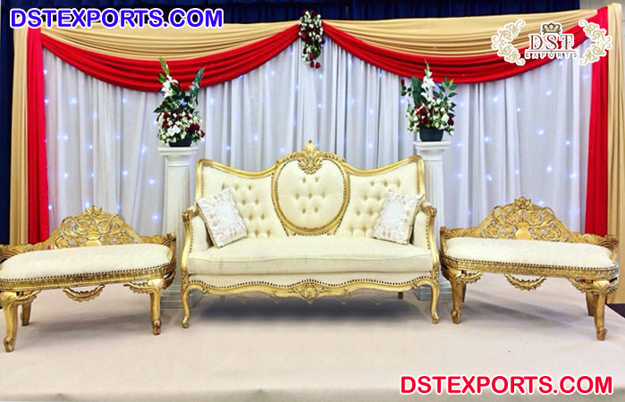 Gold & White Victorian Baroque Wedding Settees