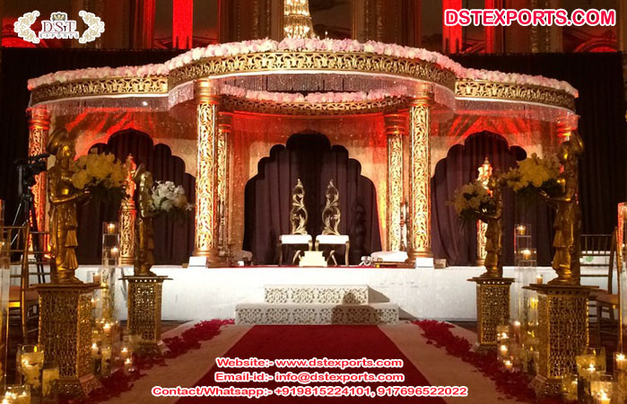 Indian Wedding Traditional Gold Mandap Set