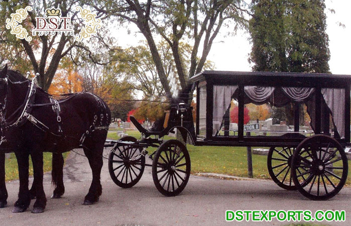 Black Antique Horse Drawn Hearse/Carriage