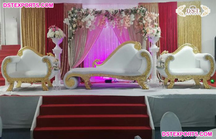 Modern Gold & White Wedding Sofa Chairs