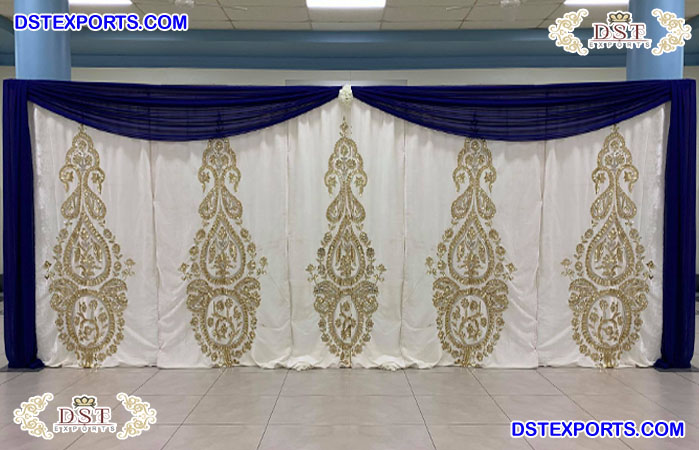 Ivory Blue Wedding Handmade Backdrop Curtains