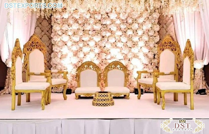 Modern Leather Tufted Wedding Mandap Chairs