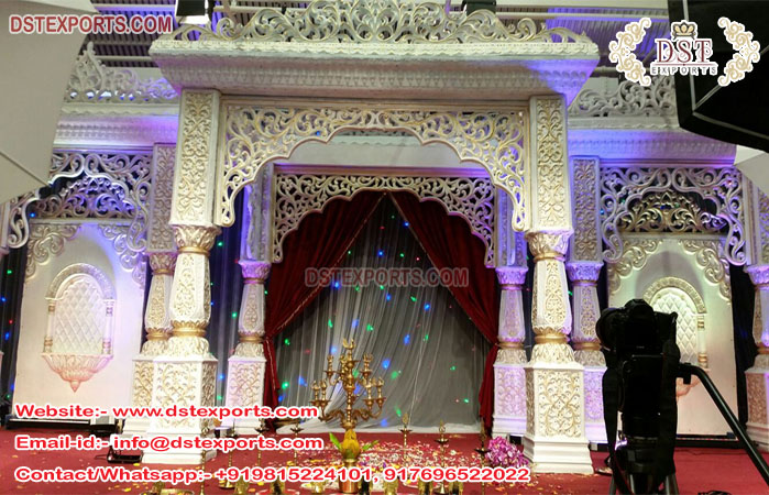 White Theme Moroccan Wedding Mandap Decor