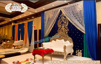 Beautiful Blue Velvet Backdrop For Wedding Stage