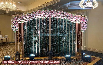 Golden Metal Floral Gate Frame Decoration