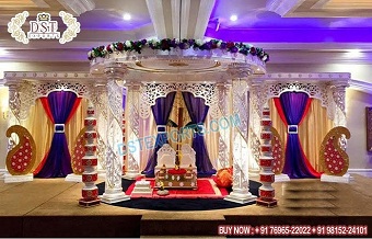 Trendy Wedding Spiral Crystal Mandap Setup