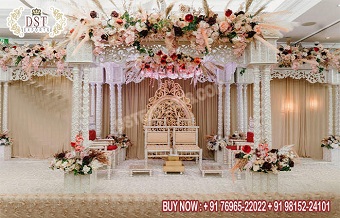 Latest White Triple Pillar Wedding Mandaps Germany