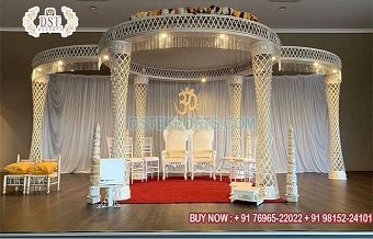 Elegant Look White Crystal Mandap Decoration