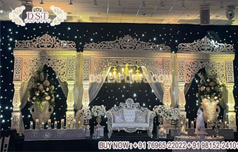 White Bollywood Theme Reception Night Stage